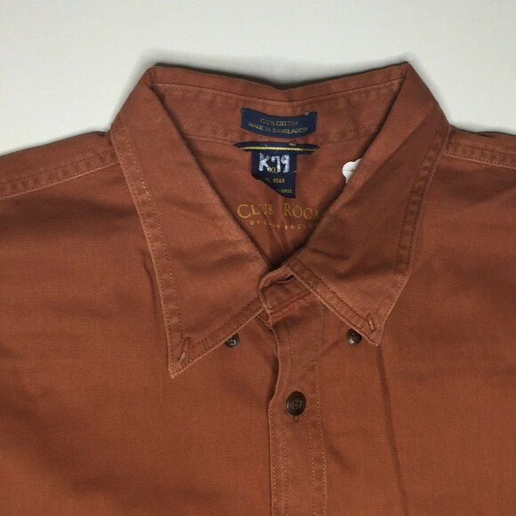 Charter Club Room Mens Button Up Long Sleeved Shirt Tomato Red Size XL - Picture 3 of 12